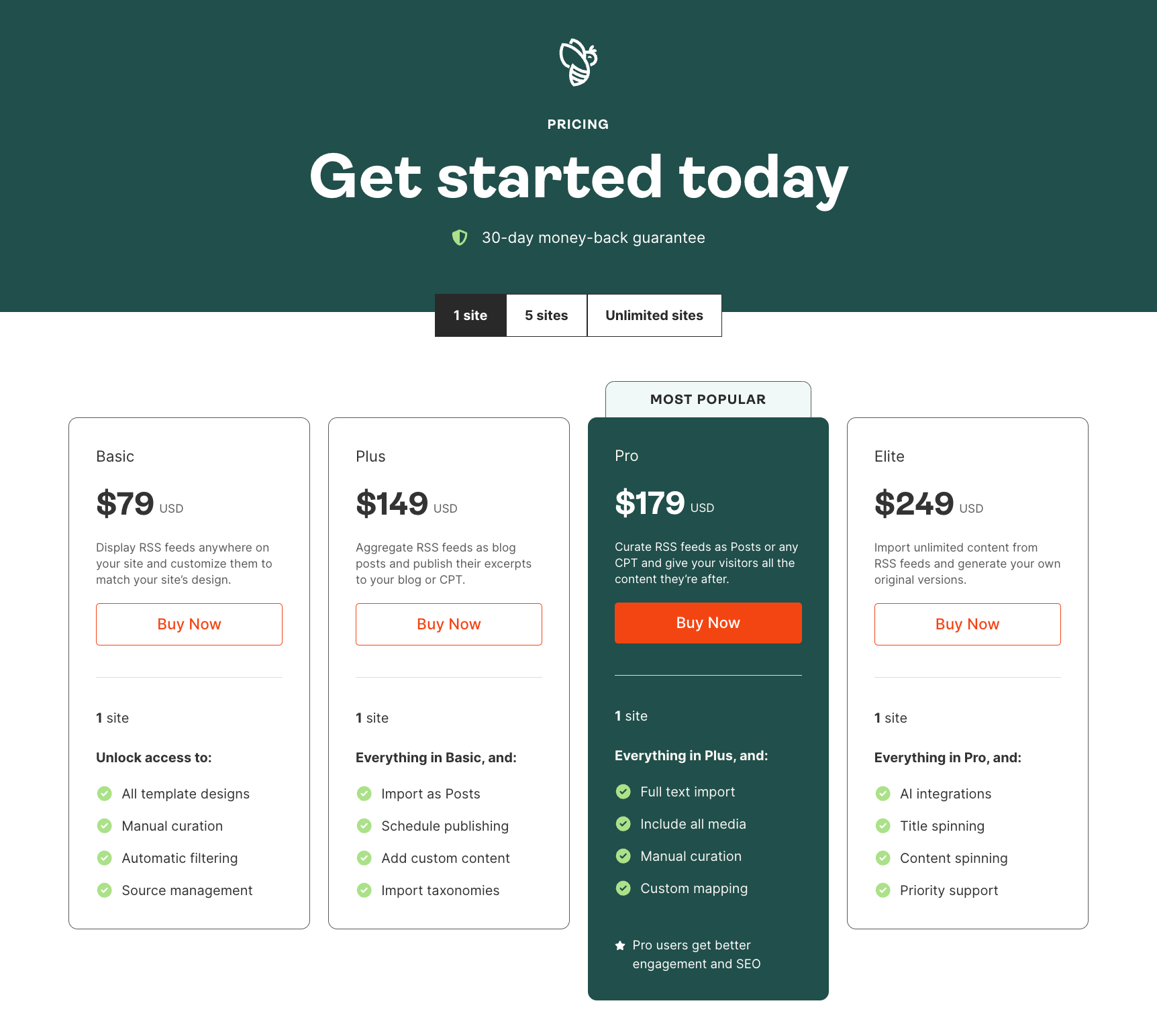 Pricing page